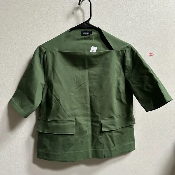 SOLD | Kate Spade Saturday Flat Pocket Blouse | Forest Green | Women’s S - Picture 2 of 9
